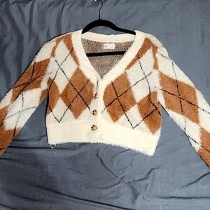 Fux Fur Cropped Button Down Cardigan